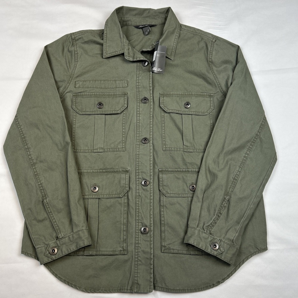 Eddie Bauer Field Jacket Women's Sz M Hunting Shirt Fatigue Green Military Style